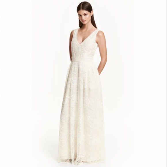 H&M | Dresses | Nwt Hm White Lace Maxi Gown | Poshmark